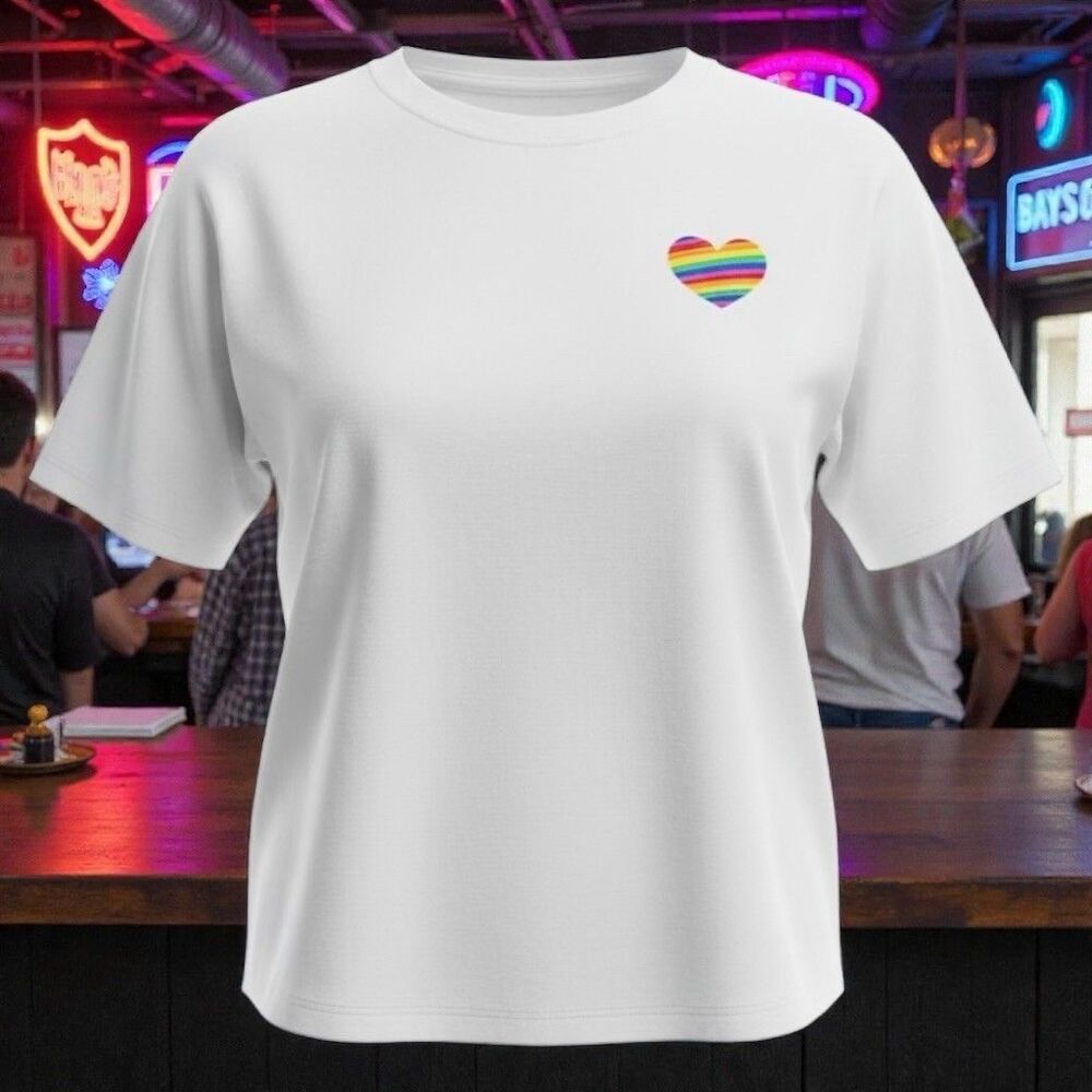 Victoria’s Secret PINK Pride Rainbow Heart Graphic T-Shirt Womens XL White